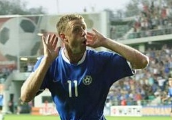 Indrek Zelinski "koondisekarjäär" jätkub Eesti Koondises, läbiva suurtähega. Foto: Soccernet.ee
