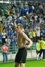Hetk Eesti-Andorra mängust. Indrek Zelinski on just löönud eestlaste võiduvärava. Foto: Siim Semiskar