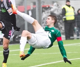 Levadia kapten Igor Morozov kurvastas Transi kahe väravaga. Foto: Hanna Odras (arhiiv)