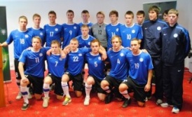Eesti U-19 koondis aasta algul turniiri pressikonverentsil. Foto: Gertrud Alatare