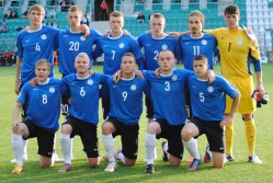 Eesti U-19 algkoosseis Portugali vastu. Foto: Gertrud Alatare
