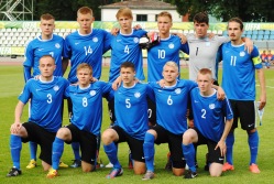 Eesti U-19 algkoosseis Kreeka vastu. Foto: Gertrud Alatare