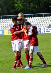 Taanlased võiduväravat tähistamas. Foto: Brit Maria Tael