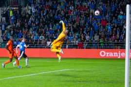Just nii lõi Konstantin Vassiljev oma värava. Foto: Gertrud Alatare