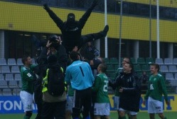 Levadia tiitlivõitu tähistamas. Foto: Jana Pipar