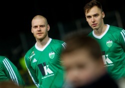 Kaimar Saag (vasakul) ja Siim Luts tegid täna Levadia eest oma esimese ametliku mängu ning said kaela kohe kuldmedalid. Foto: Gertrud Alatare