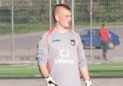 Infoneti väravavaht Maksim Zelentsovi penaltitõrje hoidis ära Levadia võidu. Foto: FC Infonet