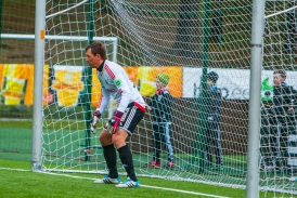 Tarmo Neemelo lõi värava ning hiljem tõrjus sõna otses mõttes Kalju võidule. Foto: Gertrud Alatare