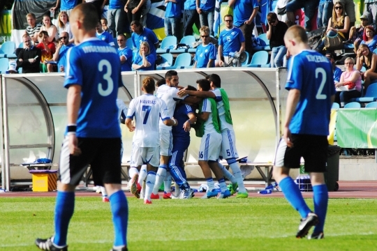 Kevin Ingermann (3) ja Johannes Kukebal (2) on norus: Kreeka võidab 4:1. Foto: Gertrud Alatare