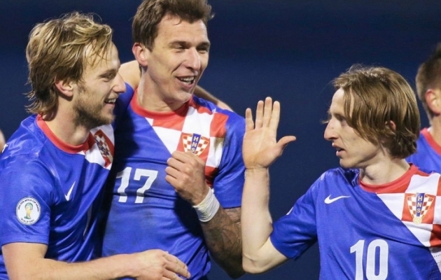 Horvaatia suurkolmik Rakitic, Mandzukic, Modric. Foto: sporskeeda.com